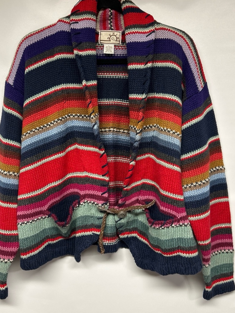 Denim&Co Multicolor Striped Shawl-Collar Open Cardigan